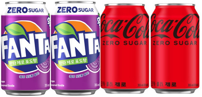 오늘쇼핑 [제로뚱캔 기획전] /코카콜라제로 12캔+환타포도제로12캔 총 24캔, 355ml, 1세트