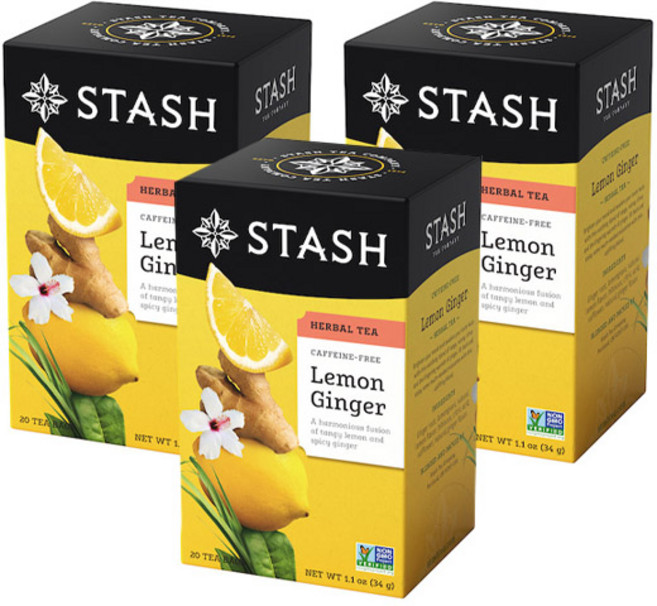 스태쉬티 허벌 티 레몬 진저 무카페인, 1.7g, 20개입, 3개