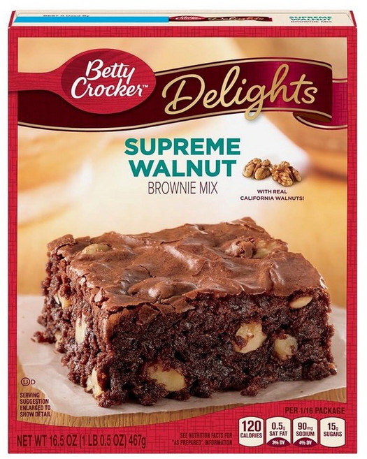 베티크로커 BETTY CROCKER 락커 베티 크로커 DeLIGHT 라이트s 슈프림 초콜릿 청크 브라우니 믹스 532.3ml(18온스), Walnut, 16.5 Ounce (Pack of 3)