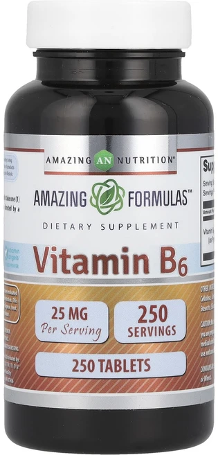 어메이징뉴트리션 비타민B6 25mg 250정, 6개 - 쿠팡