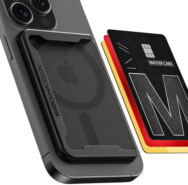 별다섯 퀵슬라이드 맥세이프 카드 지갑 케이스 최대 3장 수납, 1개, 블랙