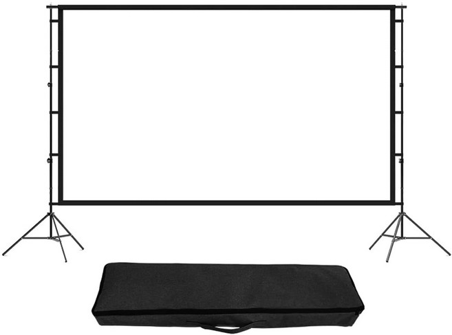 프로젝터스크린 캠핑스크린 스크린 가방포함 프로젝터스크린 16:9 호환 100인치스크린/캠핑용/회의용/이동형/가정용, 흰색/16:9/100인치