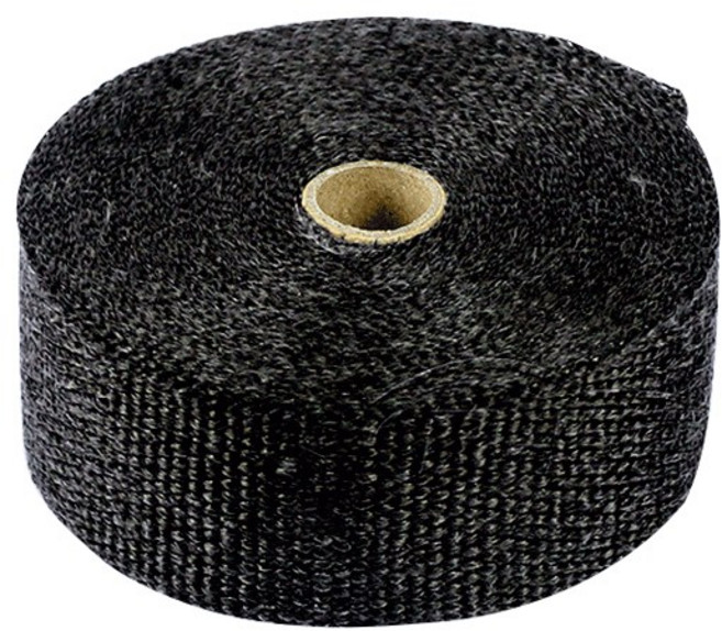 汽車機車排氣管隔熱布 玻璃纖維防火芭蕉布 隔熱棉 包覆帶, 1個, 寬2.5cm長5米-黑色
