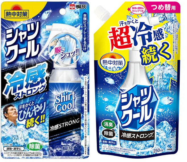 고바야시제약 쿨링 스프레이 셔츠쿨 냉감 스트롱 향 본체 100ml 리필 250ml 세트, 1개