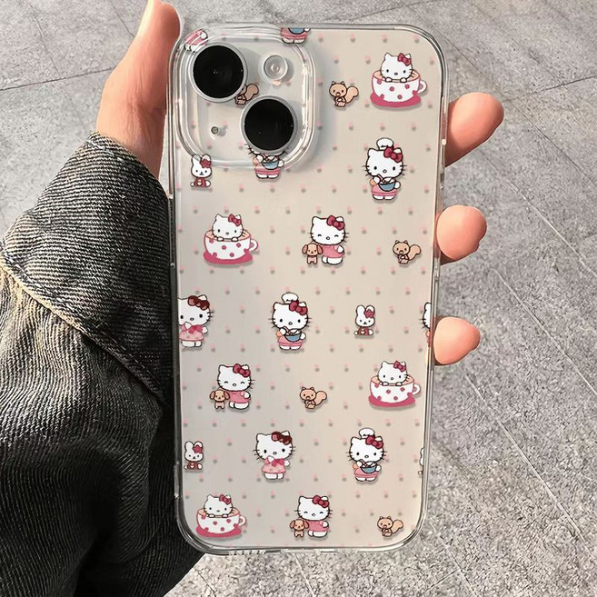 키티 갤럭시 s25/s24 투명 케이스 넘어짐방지 케이스