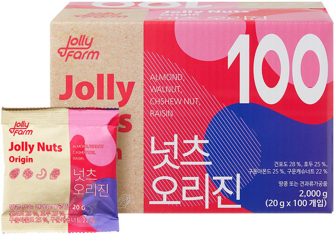 졸리넛츠 넛츠오리진 하루한줌 매일견과 100입, 2kg, 1개