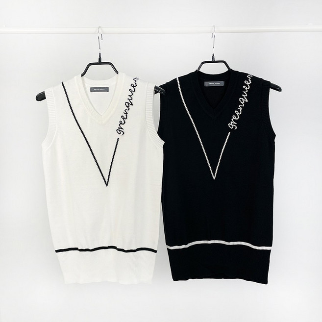 투솜 여성골프조끼 브이그린 캐시 니트조끼 베스트 여자골프조끼 여자 골프웨어 라운딩룩 코디