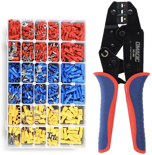 PG 터미널 압착단자 480PCS+전문용 압착기 세트, PG단자 480PCS+전문압착기, 1개