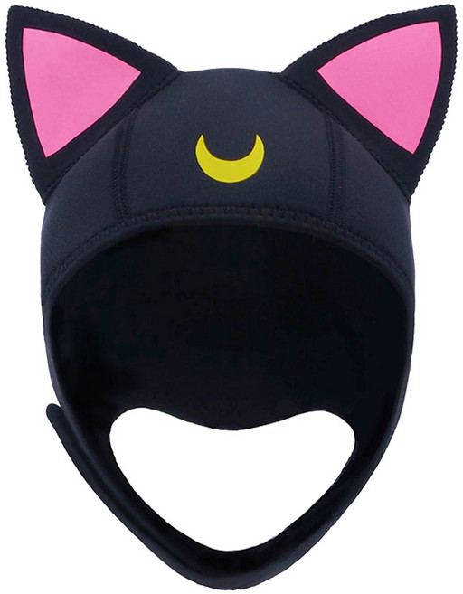 [미친 마녀 빗자루] 프리다이빙 스킨스쿠버 스노쿨링 수영 모자 후드 헤드 기어 만화 헤어, 1. 옐로우문 캣후드, 1. 옐로우문 캣후드