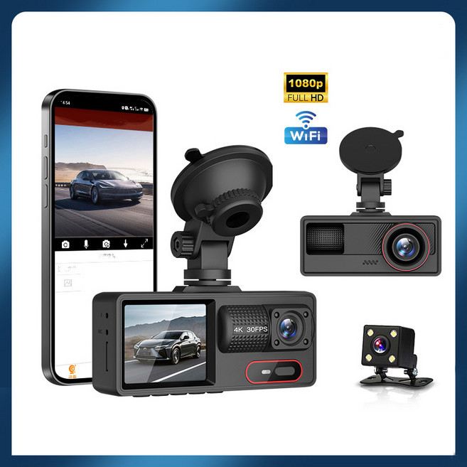 PYHO HD 1080P 3채널 블랙박스 WIFI 적외선 야간주차 후진영상, 32GB