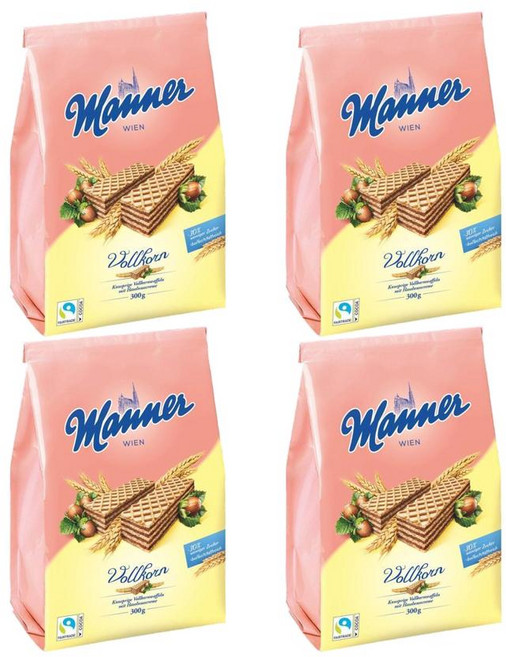 manner 마너 오스트리아 웨하스 나폴리타너 통곡물 과자 300g 4개