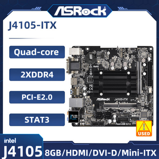 ASROCK J4105 ITX 마더보드 PCI 쿼드 8GB EXPRESS 인텔 코어 HDMI USB 2XDDR4 미니 프로세서