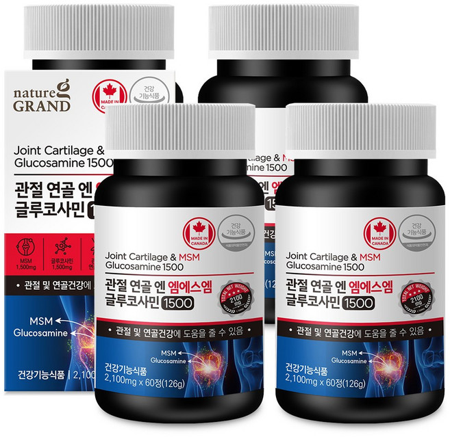 네이처그랜드 관절 연골 엔 엠에스엠 글루코사민1500, 60정, 4개