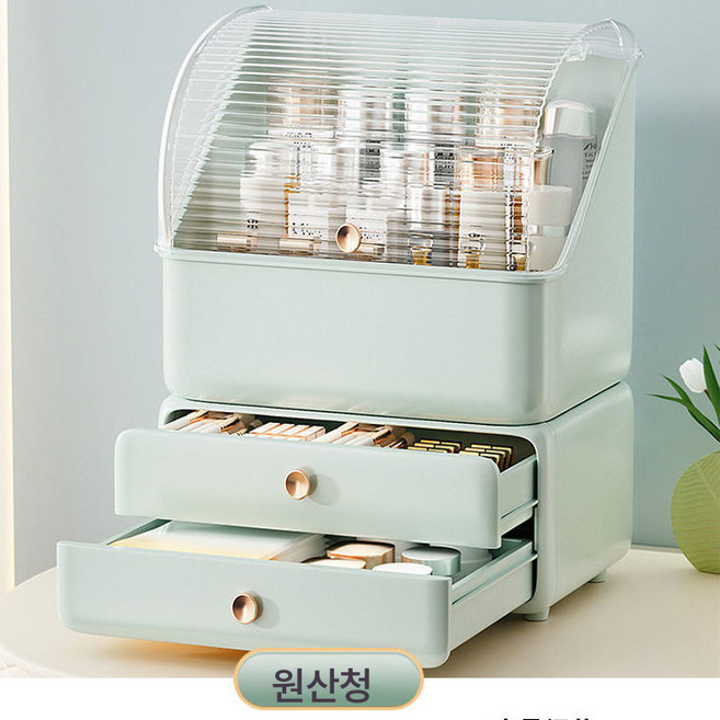 화장품 수납 케이스 가정용 방진 책상 수납 신기 대용량 화장대 립스틱 스킨케어 선반, 하나, 1개