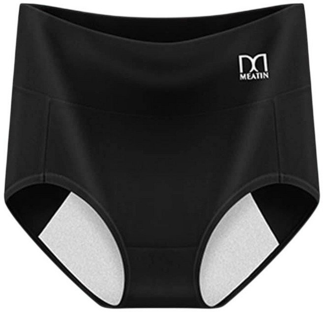 MEATIN 加寬防漏生理褲 6A+蠶絲抗菌底襠 中腰 舒適透氣, 黑色