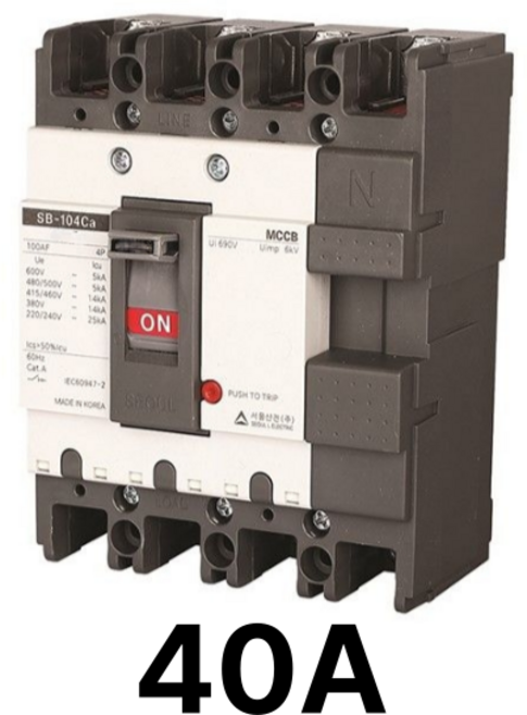 서울산전 산업용 배선차단기 SB-104Ca 40A 4P, 1개