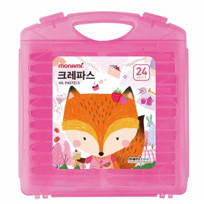 모나미 모니주 가방파스 크레파스 24색 핑크 새학기 준비물 이름표 견출지 세트, 1개, 상세페이지 참조
