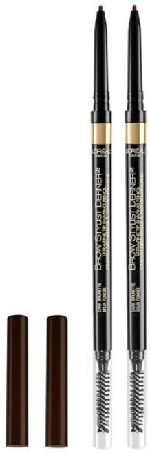 L'Oreal Paris 로레알 파리 메이크업 브로우 스타일리스트 디파이너 워터프루프 아이브로우 펜슬 초미세 기계식 작은 눈썹 털을 그리고 희박한 부분과 틈새를 채움 다크 브라, 어두운 갈색, 어두운 갈색, 1개 - 쿠팡