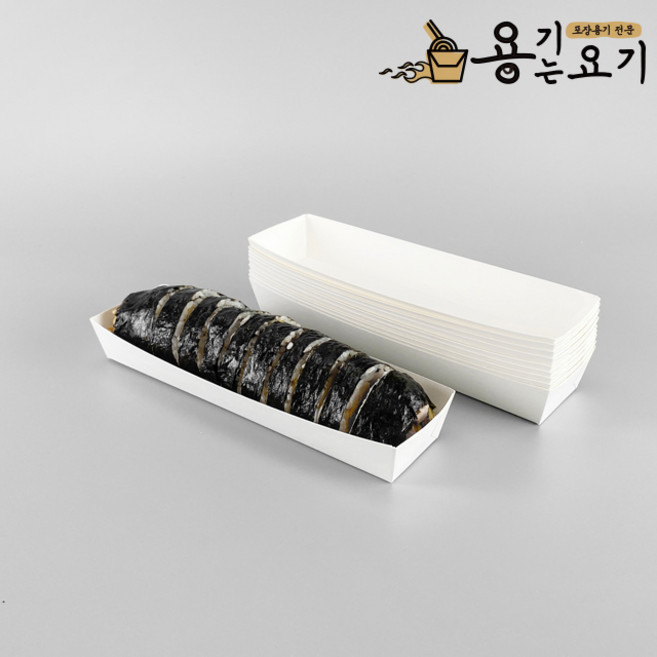 용기는요기 무지 김밥 한줄트레이 김밥용기 꼬지트레이 종이트레이 핫바 꼬치 소떡소떡 푸드트럭 (1300ea), 화이트-김밥한줄 트레이, 1300개, 1세트