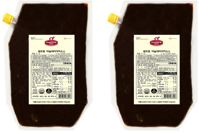 대상 쉐프원 마늘데리야끼소스, 2kg, 2개