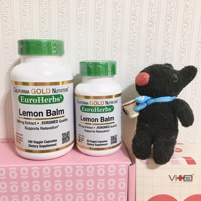 California Gold Nutrition Lemon Balm 檸檬香蜂草 500mg 素食膠囊, 1個, 60粒1罐, 60顆