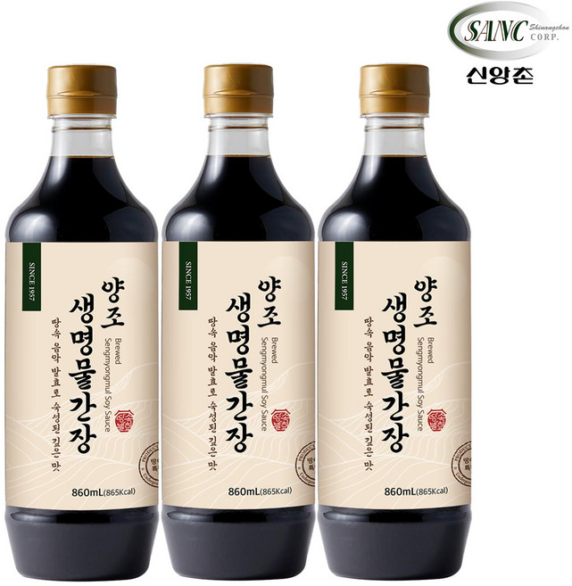 신앙촌 양조 생명물간장, 860ml, 3개