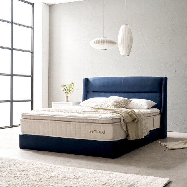 [라클라우드 (가구)] 호텔식 밀라노 패브릭 평상형 침대세트 (매트포함) SS, 색상:그레이 SS