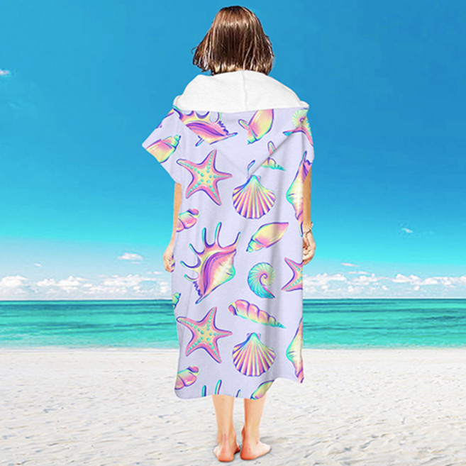 레저플로 성인용 판초 망토 입는 비치타올, 1개, 파도의선물