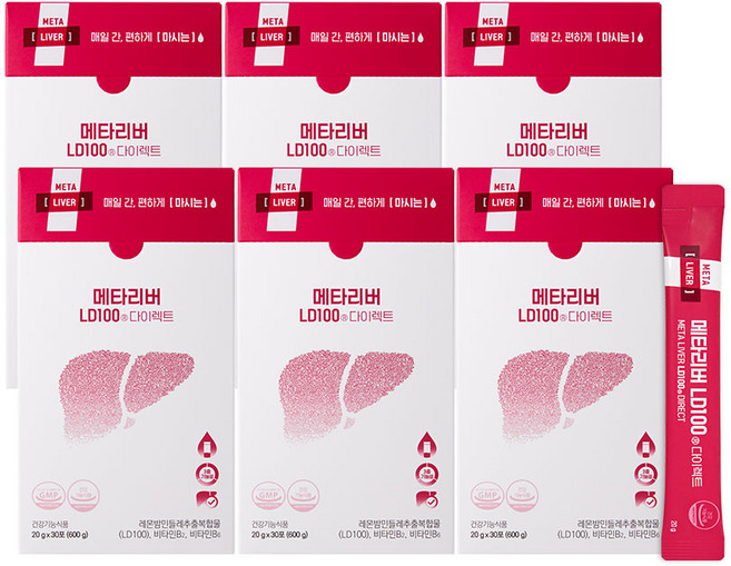 메타리버 LD100 레몬밤단델리온 액상 간건강 지방간영양제, 6박스, 30회분