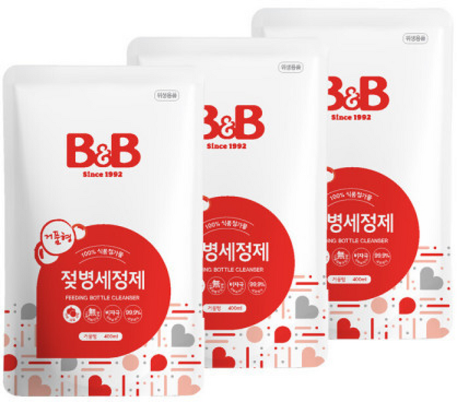 비앤비 젖병세정제 리필, 400ml, 3개