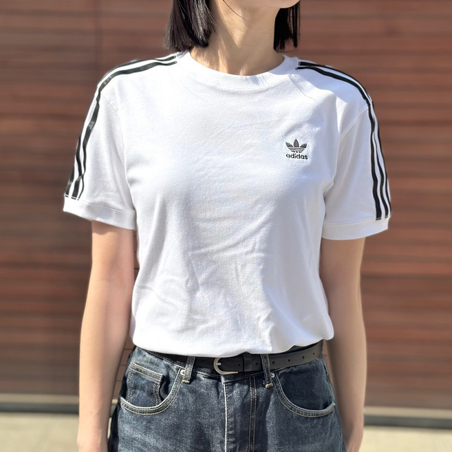 아디다스 3S 여성 반팔 티셔츠 면 티 반소매 오리지널 레귤러핏 상의