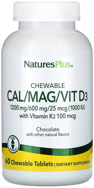 NaturesPlus 츄어블 Cal/Mag/비타민 D3 초콜릿 츄어블 60정, NaturesPlus츄어블CalMag비타민D3초콜릿츄어, 1개 - 쿠팡