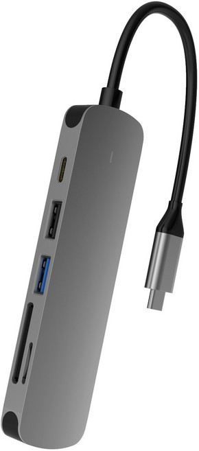 [새하영]확장 도크 6 in 1 허브 멀티 어댑터 usb hub C타입 고속전송 안정출력 플러그, 실버, 1개