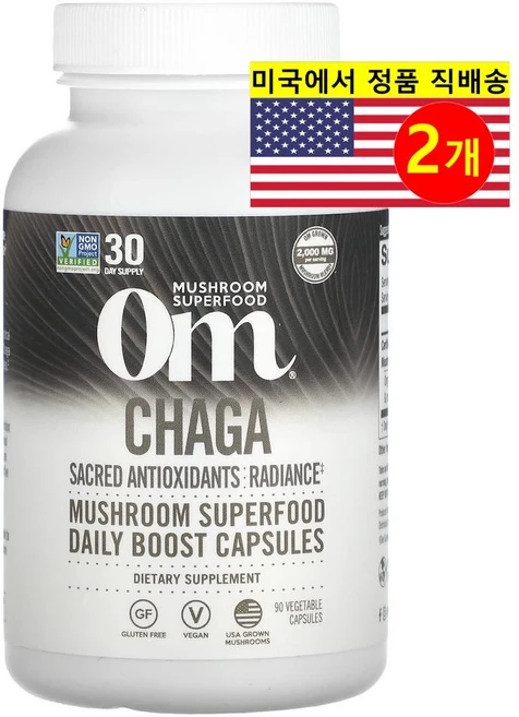 Om Mushrooms 옴 머쉬룸즈 차가버섯 추출 667mg Chaga Extracts, 90정, 2개 - 쿠팡