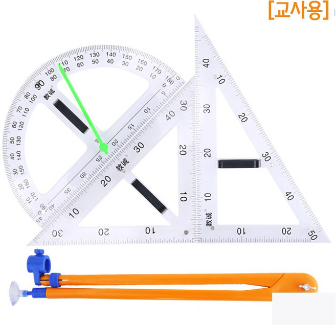 자석칠판 각도기 삼각자 세트 교사용, 1개