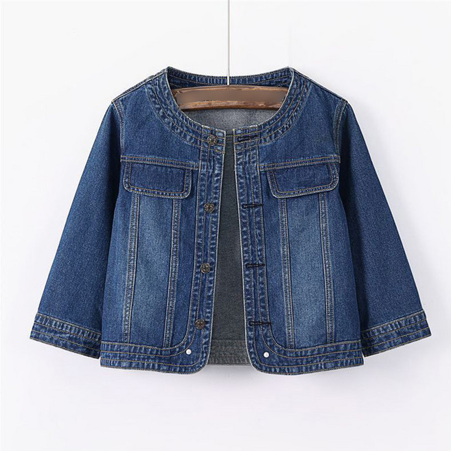 간절기 여성용 기본핏 스판 청자켓 봄가을 데일리 긴팔 데님 바람막이 숏 코트 빈티지 워싱 여자 청 자켓