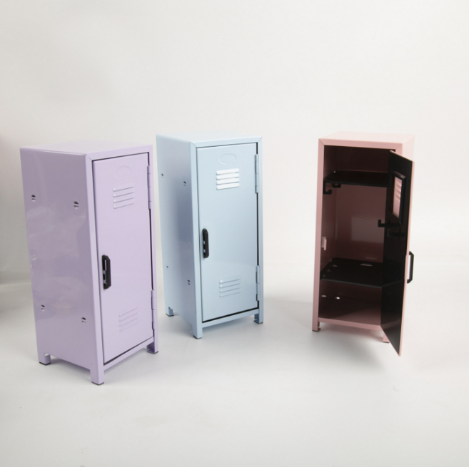 파스텔 미니 철제 캐비닛 책상 위 미니어처 사물함 데스크테리어 소품 정리 수납함, 화이트