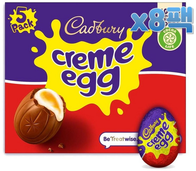 Cadbury 크림 밀크 초콜렛 에그 5입 (200g) x8봉, 200g