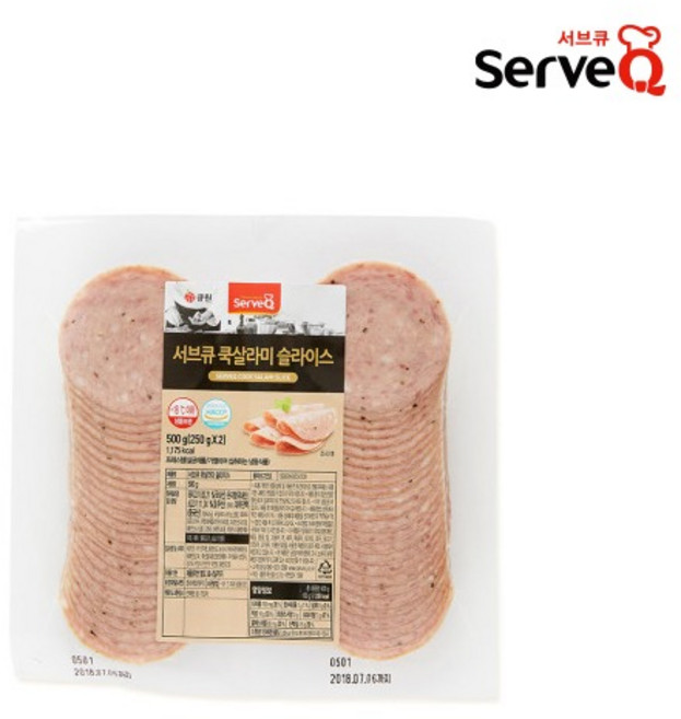 서브큐 쿡살라미 슬라이스 500g 냉동, 6개