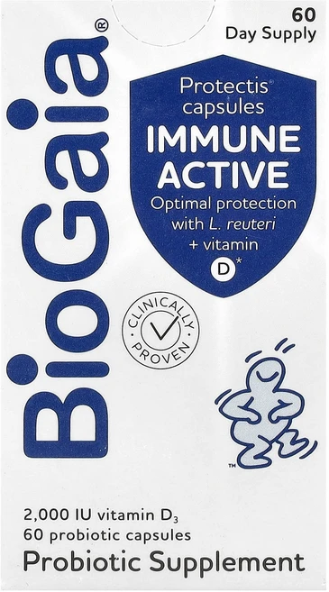 바이오가이아 이뮨 액티브 Protectis 캡슐 2000IU 프로바이오틱 60정, 2개, 2개 - 쿠팡