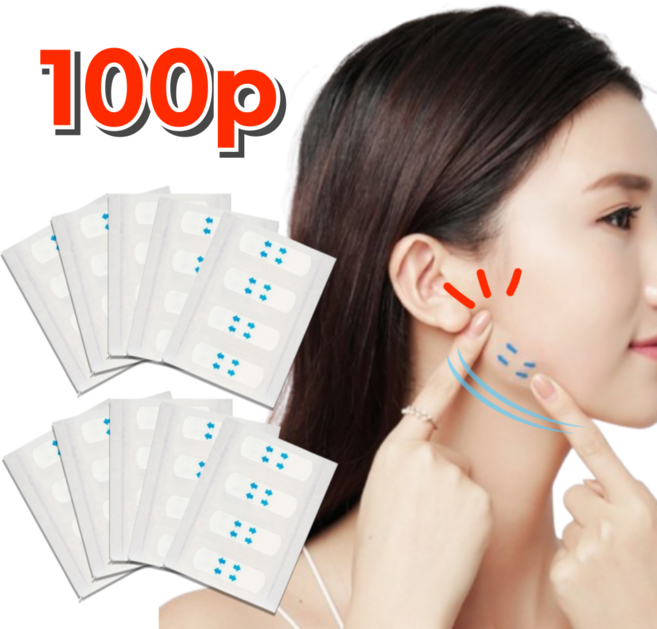 페이스 테이프 얼굴 라인 패치 대용량, 100개, Y01투명(4px25매)