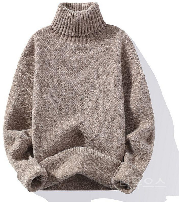 티류으스 남성용 기모 캐시미어 폴라 긴팔 니트 목폴라 스웨터 반목티 폴라티 ZA