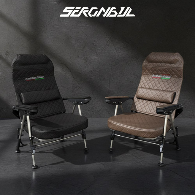 새론불 더블 와이드 레자 낚시의자 접이식 민물 낚시 의자, 1개, 블랙