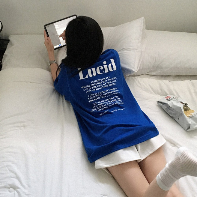 티데일리 남녀공용 루시드 프린팅 오버핏 17수 빅사이즈 라운드 반팔 티셔츠