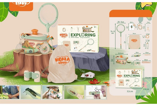 KOALA DIARY 探險帳篷玩具組 兒童帳棚 露營組 生日禮物 聖誕禮物 新年禮物 交換禮物 帳篷玩具 兒童玩具, 1個, 昆蟲探險/盒(22PCS), 昆蟲探險