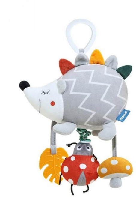 ainini 嬰兒安撫音樂拉鈴 寶寶床鈴 推車掛件 多功能毛絨玩具 小刺蝟款, 1個, 拉鈴(小刺蝟)八音盒, 小刺蝟