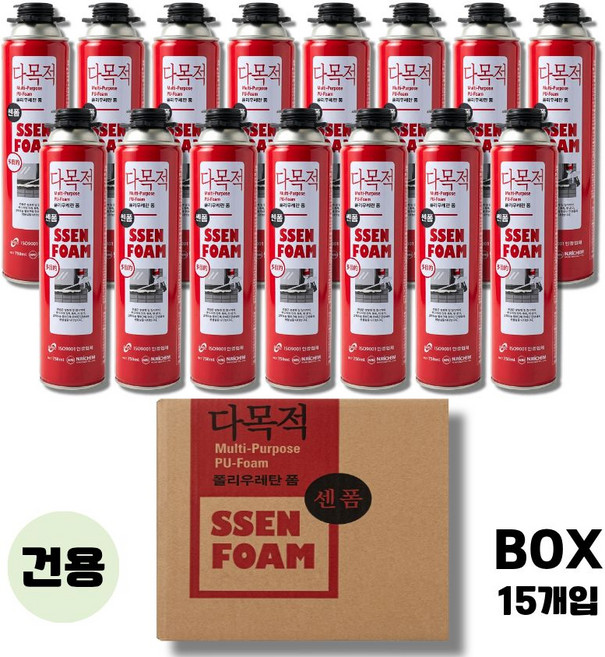 [서광케미칼] 누리켐 쎈폼 건용 750ml (15개입) 1박스 다목적 폴리우레탄폼 틈새충진 결로방지