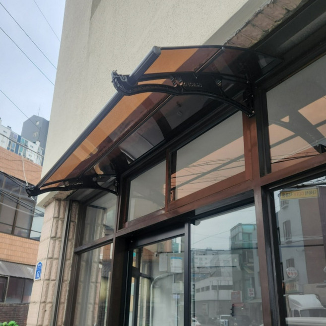 캐노픽스 800 X 7900 전동어닝 비가림 폴리카보네이트 테라스 주차장 캐노피 테라스어닝, 1개, 회색틀 브라운렉산