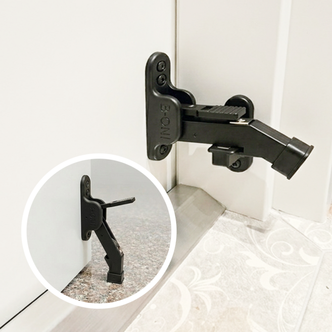 락도어스토퍼 안전고리 겸용 현관문 문고정 도어락 걸쇠, 1개, 블랙