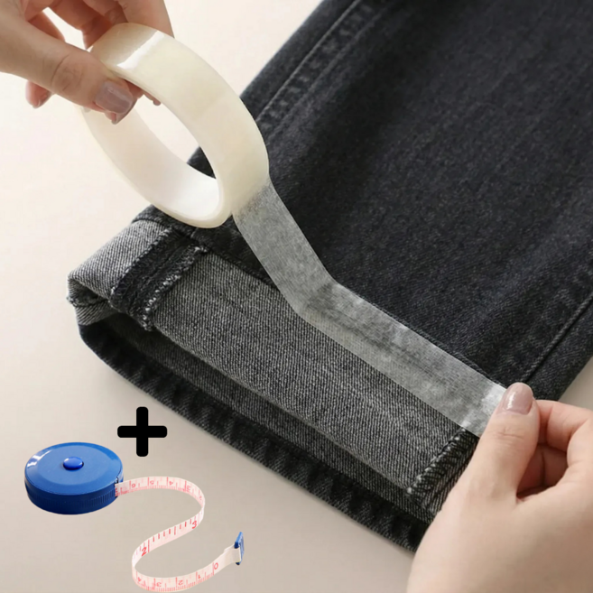 아워딜 간편한 셀프 수선 접착 바지 수선 테이프 줄자 증정, 투명, 1개